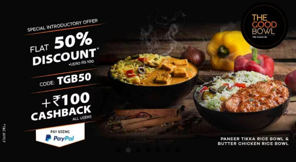 50% off On The Good Bowl and 100% Cashback via PayPal