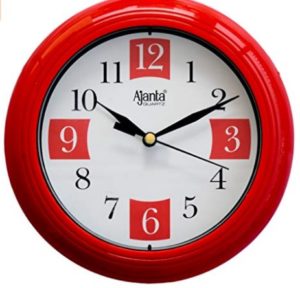 Ajanta Plastic Round Sweep Clock (17.2 cm x 17.2 cm x 3.2 cm, Red)
