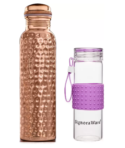 Signoraware Copper Hammered 900+420 1320 ml Bottle (Pack of 2,