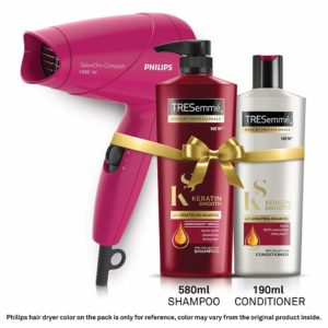 TRESemme Keratin Smooth Shampoo 580ml & Conditioner 190ml Combo Pack + Philips Hair Dryer