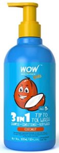 WOW Skin Science Kids Tip to Toe Wash - Shampoo - Conditioner - Body Wash - No Sulphates & Parabens - Coconut - 300 mL