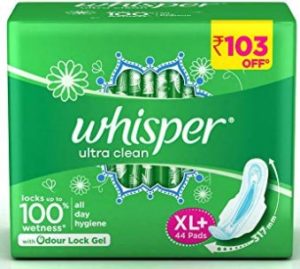 Whisper Ultra Clean Sanitary Pads - 44 Pieces (XL Plus)