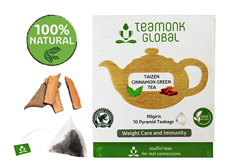 Teamonk Cinnamon Green Tea, Long Leaf 10 Tea Bags 