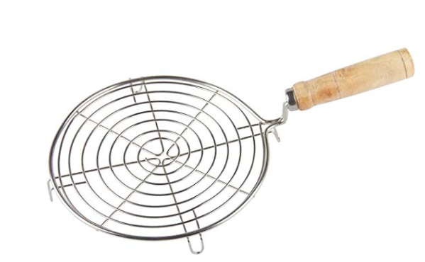 Tosmy Stainless Steel Round Papad Jali with Handle, 18.5cm
