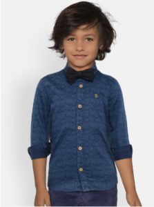 Allen Solly Junior Boys Blue Regular Fit Printed Casual Shirt