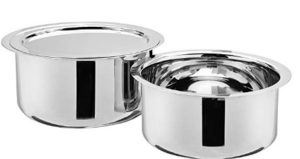 Amazon Brand - Solimo Stainless Steel 2-Piece Tope Set with One Steel Lid