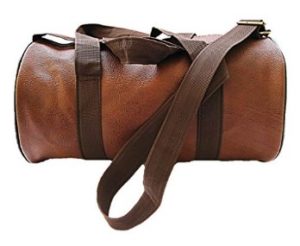 muccasacra Faux Leather Weekender Duffel Gym Bag with 3 Compartments (Scrubbed Dark Brown)