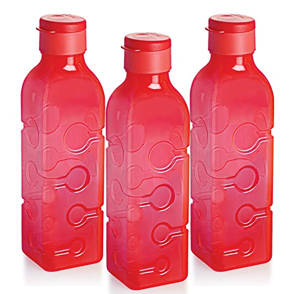 Cello Tango Polypropylene Bottle Set, 600ml, Set of 3, Red