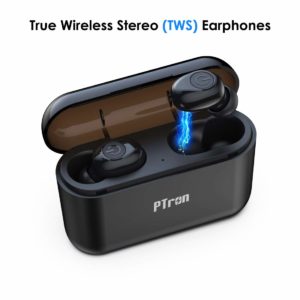 PTron Tango Bluetooth Headphones 5.0 True Wireless Earphones TWS, High Bass, Noise Canceling Earbuds, Built-in Mic with 1500mAh Powerbank for All Smartphones (Black) at Rs 1599