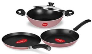 Pigeon by Stovekraft Basics Aluminium Nonstick Cookware Set, Set of 3