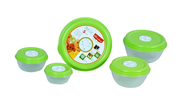 Princeware Fresh Ven Bowl Package Container Set, 5-Pieces, Green 