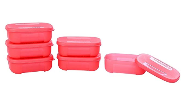 Signoraware ICY Cool Plastic Container Set, 140ml, Set of 6, Water Melon Red 