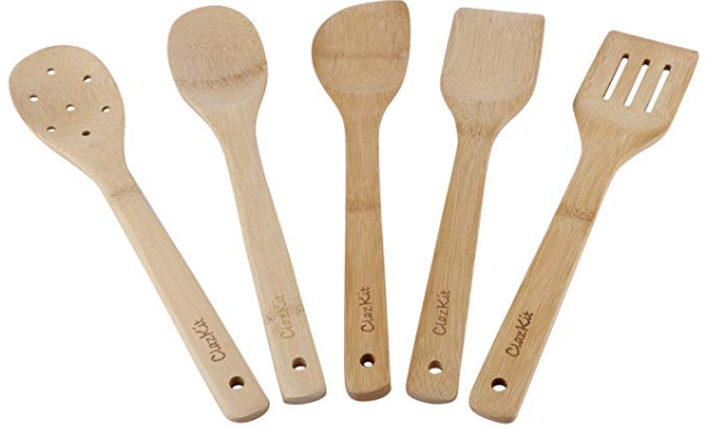 ClazKit Wood Cooking Spoon, 5-Pieces, Brown