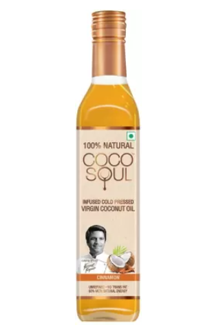 Coco Soul Infused Cold Pressed Virgin Cinnamon Coconut Oil Plastic Bottle  (250 ml)