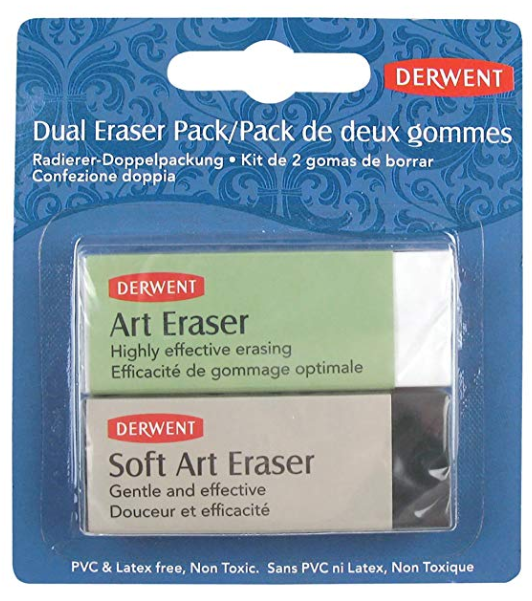 Derwent Dual Eraser Art Eraser and Soft Art Eraser - Pack of 2