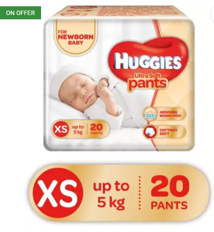 Huggies Ultra Soft XS Size Diaper Pants - XS (20 Pieces)