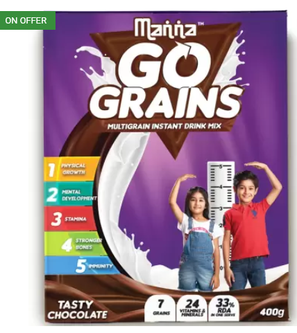 Manna Go Grains Nutrition Drink  (400 g, Chocolate Flavored)