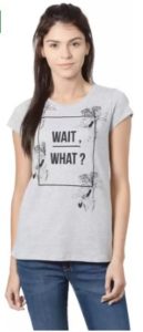 Printed Women Round Neck White T-Shirt