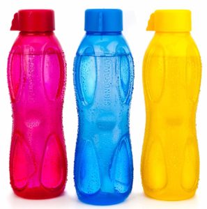 Signoraware Aqua Drop Plastic Water Bottle (Set of 3), 1 Litre, Multicolor 