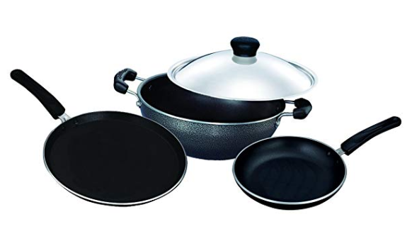 Surya Accent Cookware Set, 4-Pieces, Black 