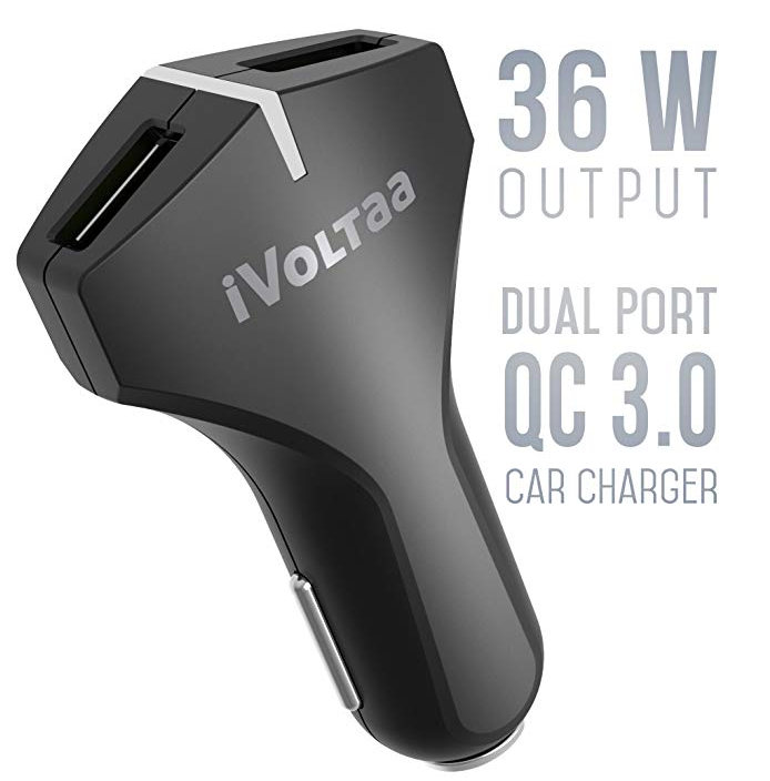 iVoltaa QC 3.0 Dual Port 36 W Turbo Car Charger