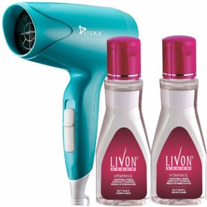 Amazon Livon Hair Serum, 100 ml (Pack of 2) with Syska Hair Dryer at Rs 527