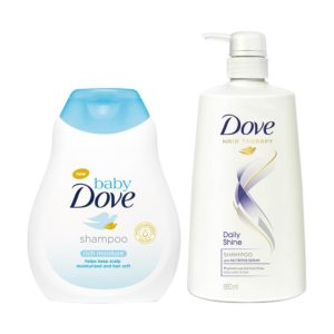 Dove Daily Shine Shampoo, 650ml with Baby Dove Rich Moisture Shampoo