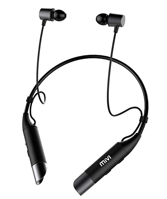 Mivi Collar Wireless Neck Band Bluetooth Earphone - Black 
