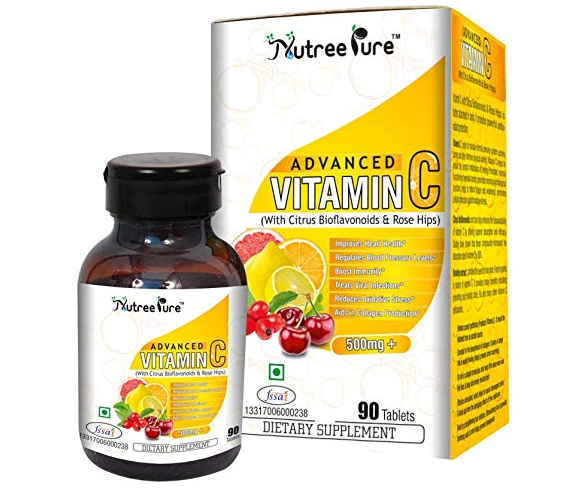 Nutree Pure Advanced Vitamin C with Citrus Bioflavonoids and Rose Hips, 90 Tablets