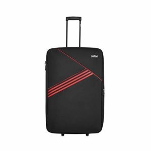 Safari Angle 80 Cms Polyester Black Check-In 2 Wheels Soft Suitcase