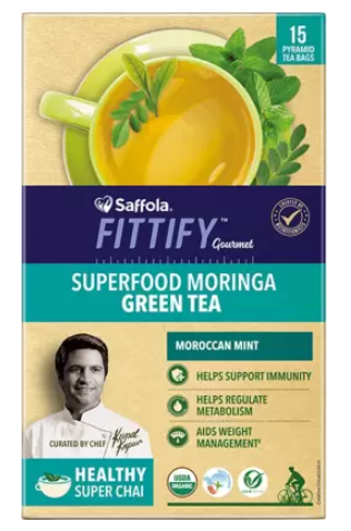 Saffola Fittify Gourmet Superfood Moringa Moroccan Mint Green Tea Box  (37.5 g)