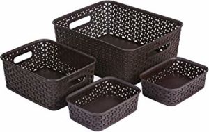 Bel Casa ROYAL Baskets for Storage Set of 4 Pieces (Medium, Small and A6 x 2), Brown Rs 299 amazon dealnloot