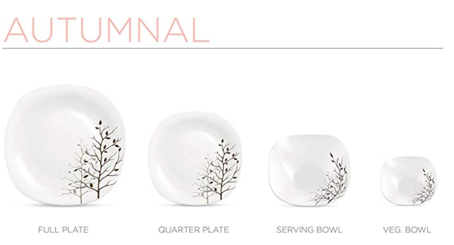 Diva From La Opala Quadra Autumnal Opalware Dinner Set, 23-Pieces