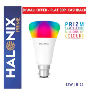 Halonix Wifi Smart Prime Prizm 12 Watt B22 Million Colour Led Bulb Pack 1