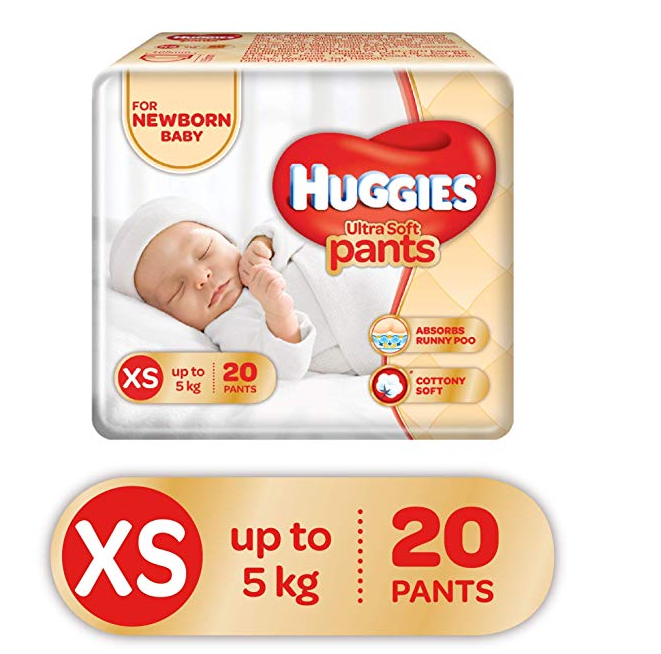 Huggies Ultra Soft Pants Diapers, XS (Pack of 20)