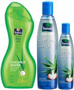 Parachute Advansed Aloe Vera Kit (Aloe Vera Enriched Coconut Hair Oil, Aloevera Body Gel and Free 75ml Aloevera Hair Oil) rs 247 only amazon