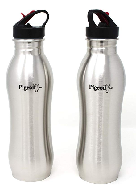 Pigeon By Stovekraft Swig Stainless Steel Water Bottle, 750 ml, Pack of 2, Silver