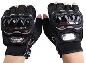 Probiker Half Finger Motorcycle Riding Gloves (Black, Large)