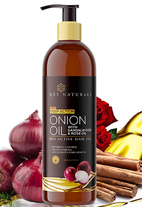 Rey Naturals Onion Hair Oil with 14 Essential Oils