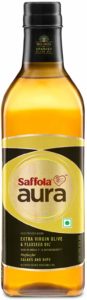 Saffola Aura Extra Virgin Olive and Flaxseed Oil, 1L Rs 275 amazon dealnloot