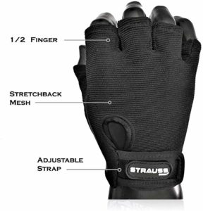 Strauss Stretch Back Gym Gloves with Leather Rs 218 amazon dealnloot