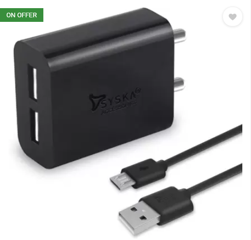 Syska WC-3AD 3.1 A Multiport Mobile Charger with Detachable Cable