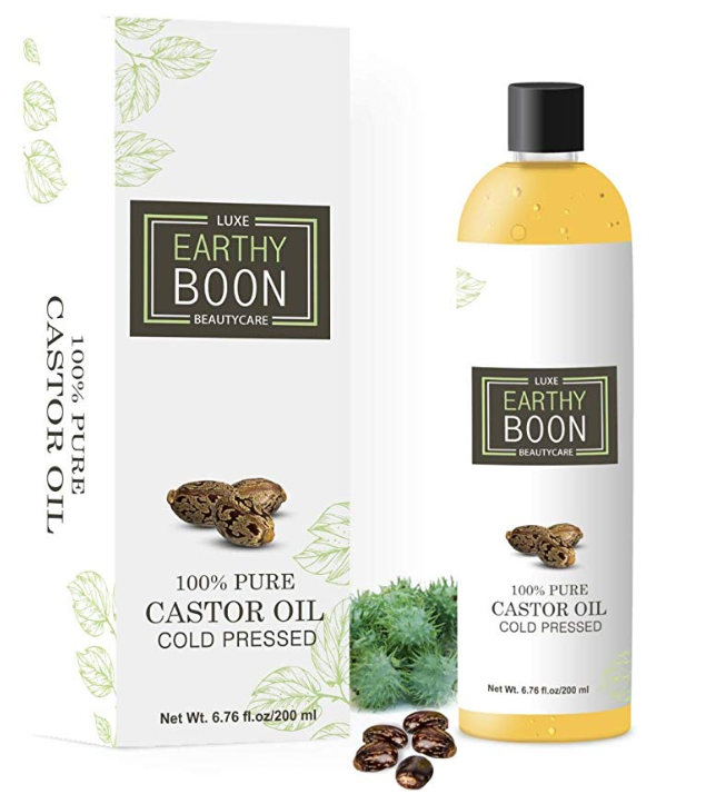 EARTHYBOON Cold Pressed Castor Oil for Eyelashes, Eyebrows