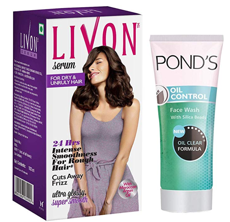 Livon Serum For Dry & Unruly Hair, 100 ml with Free Ponds Oil Control Face Wash, 50 gm