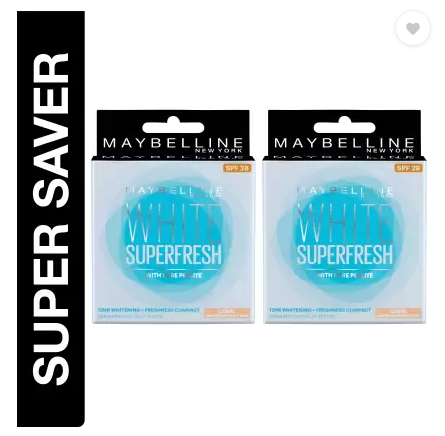 Maybelline New York White Super Fresh, Pack of 2 Compact  (Coral, 16 g)