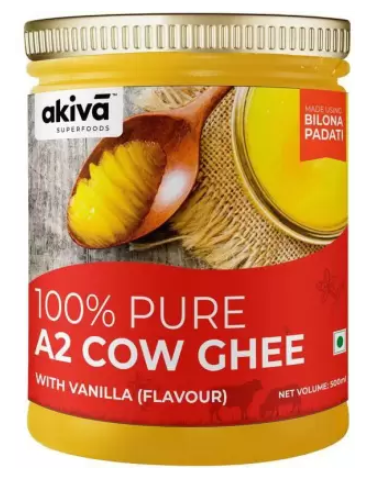 Akiva Superfoods 100% Pure Desi A2 Cow Ghee from Bilona Method (Vanilla) 500 ml 