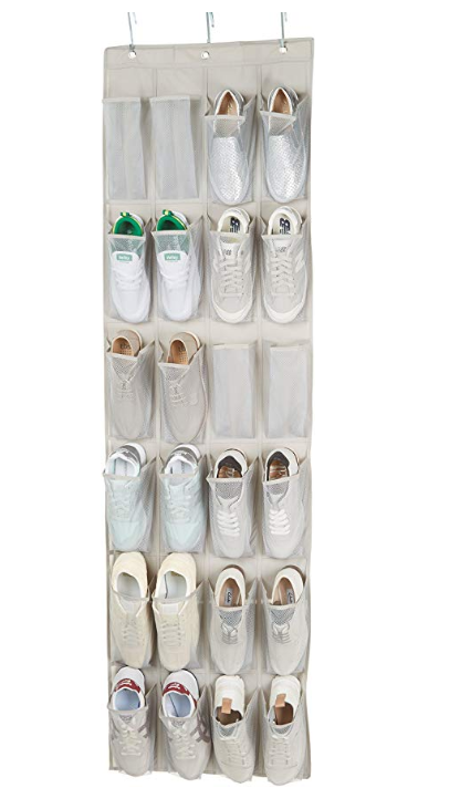 AmazonBasics 24 Pair Over-the-Door Shoe Organizer,White