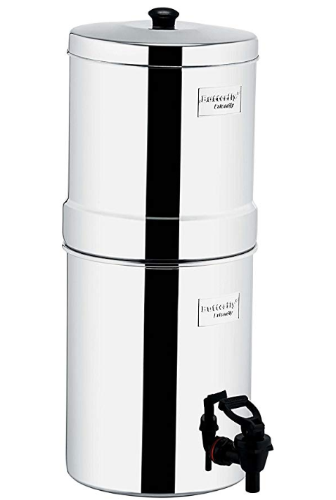 Butterfly Stainless Steel Water Filter, 22 litres with Double Candle, 5-Piece, Silver