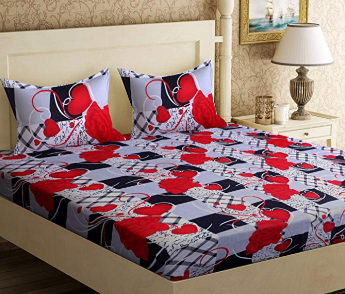 Cozyland 130 TC Polyester Double Bedsheet with 2 Pillow Covers,