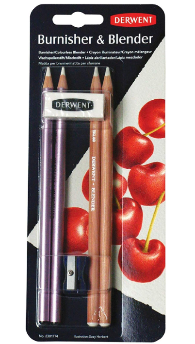 DERWENT Blender and Burnisher Pencil Blister Pack with Eraser and Sharpener (Set of 4)